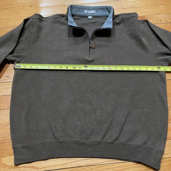 Peter Millar Golf Mens Quarter Zip Pullover Sweater Size Large L Cotton Brown - Picture 7 of 10